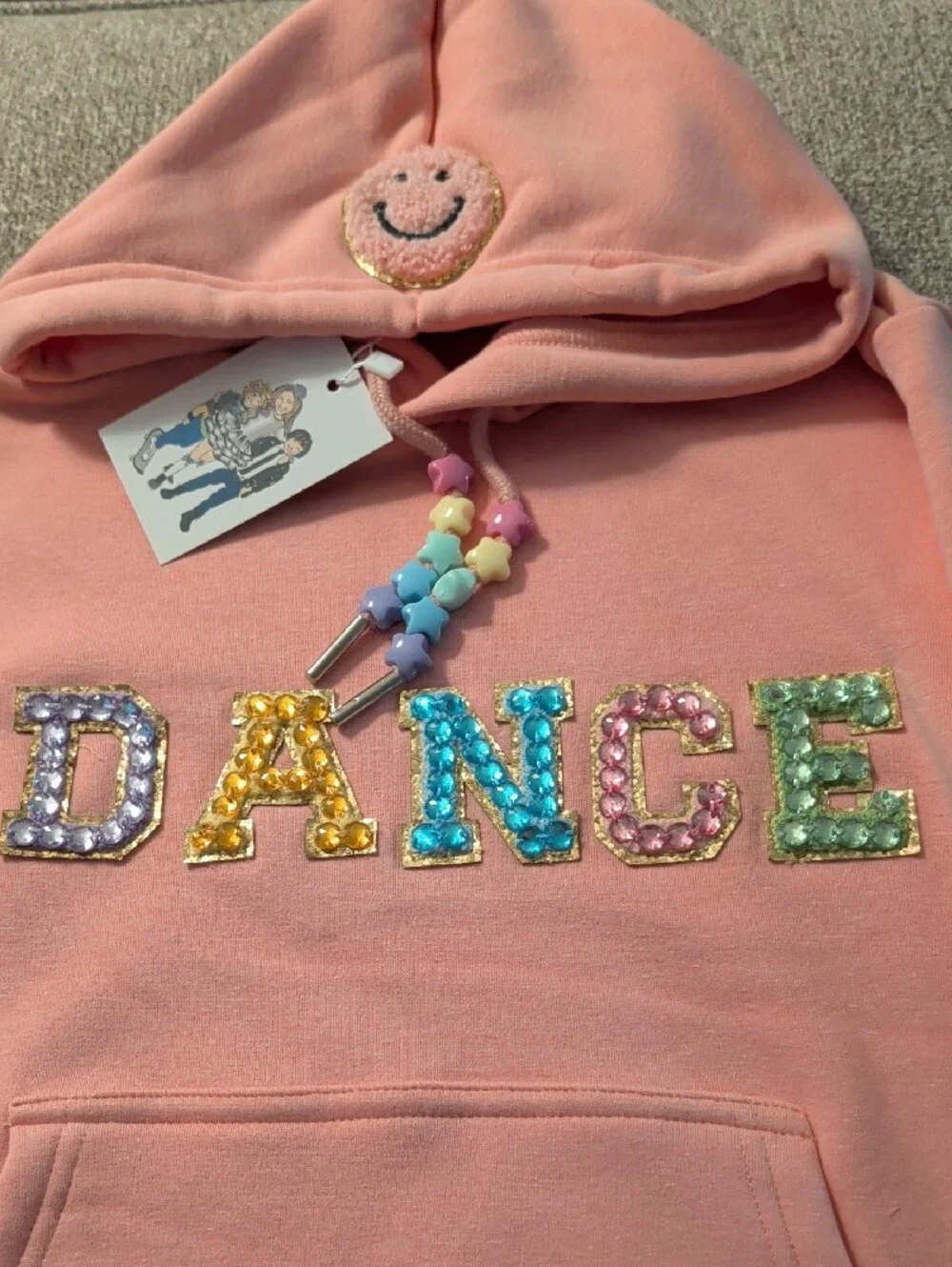 Adorable Lola & the Boys Gem & Bead Dance Hoodie with Smiley Face - Too Cute!